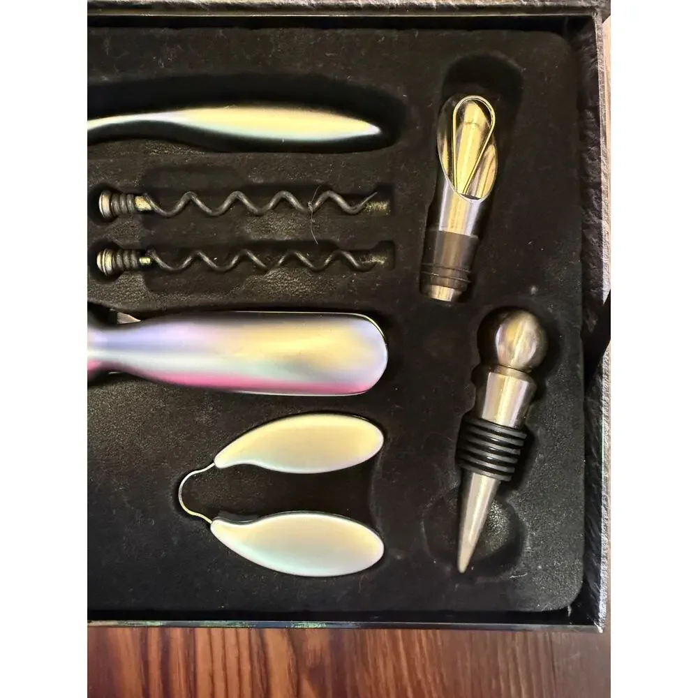 Professional Corkscrew Kit with Foil Cutter, Bottle Stopper, Pourer and Screws